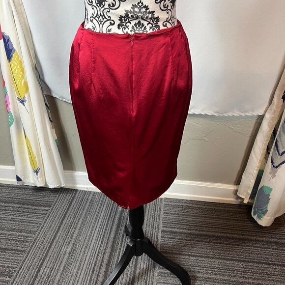 Vintage Tahari petites red satin wool blend 3/4 sleeve blazer skirt set. Sz 6P - Picture 11 of 12